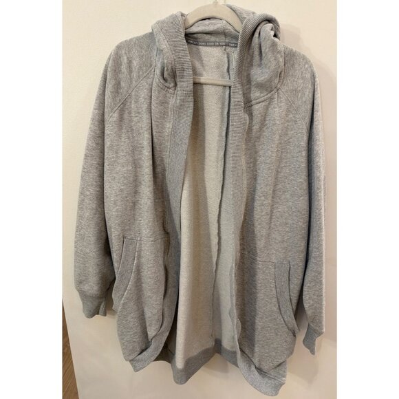 Offline By Aerie Gray Hooded Sweatshirt With Open Front & Pockets - Womens Size - Picture 1 of 4